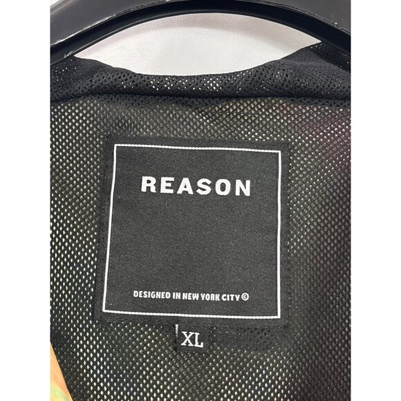 Reason Mens Graffiti Colorful Hooded Windbreaker Jacket Size XL Half Zip Front - Picture 7 of 8